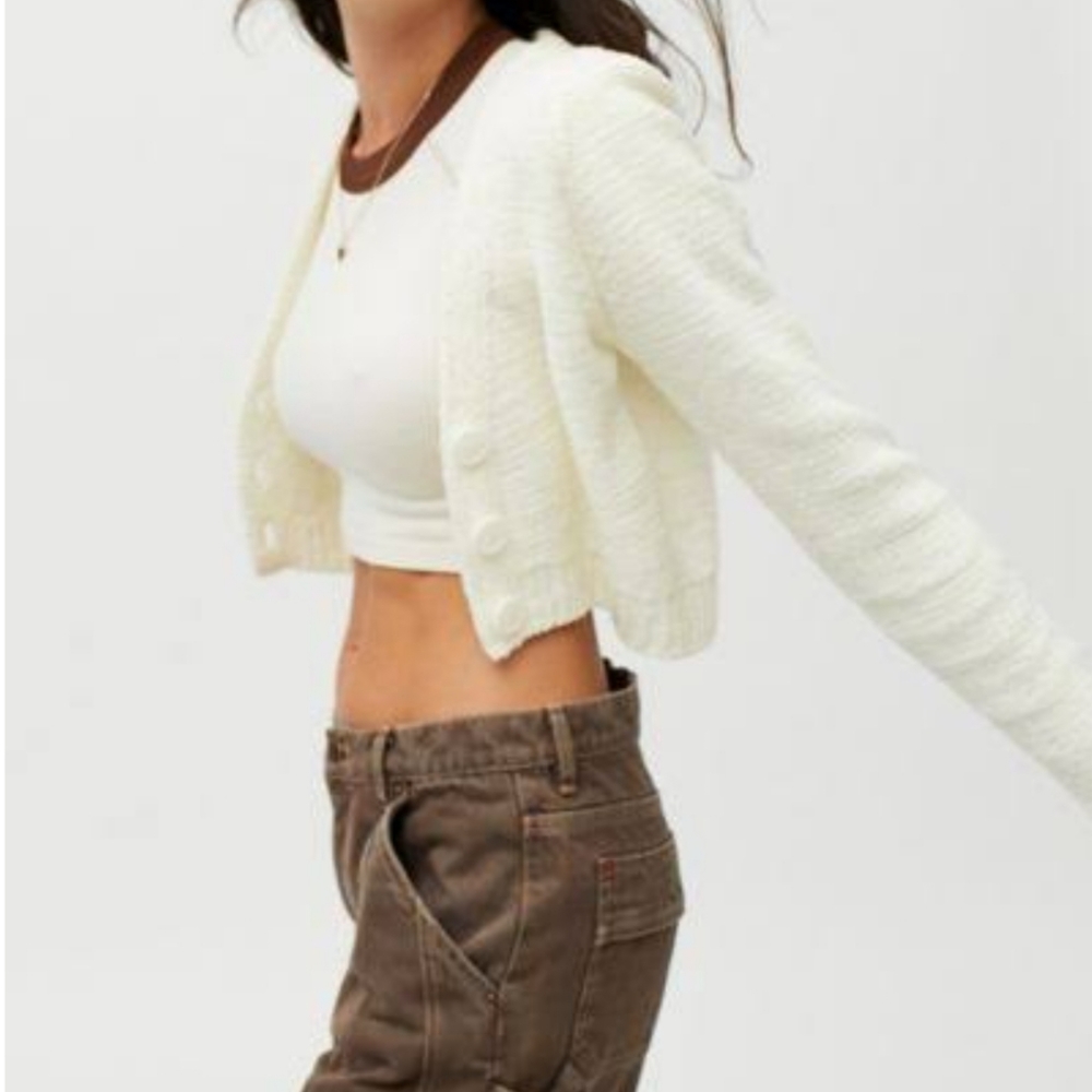 Urban Outfitters Crop Cardigan Cream